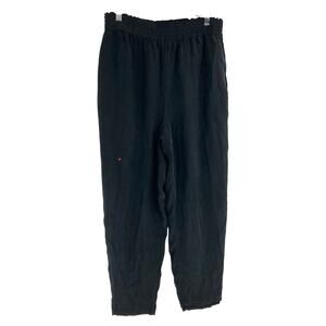 Diane Gilman Silk Elastic Waist Tapered Black Pants Minimal Women’s Medium